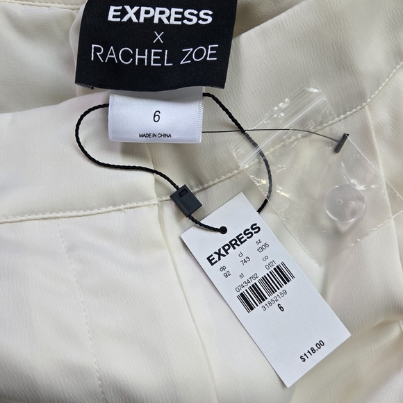 NWT Express X Rachel Zoe Wide Leg Satin Cream White Pant Size 6 - Picture 5 of 10